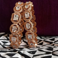 B032_S_Classy Style Rose Gold bangle studded with American Diamond stones.