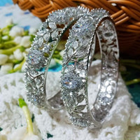 B0185_Gorgeous bangles with delicate stone work embellished with American Diamond stones.