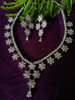 N0295_Elegant floral design American Diamond choker necklace set with a beautiful dazzling stone work.