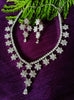 N0295_Elegant floral design American Diamond choker necklace set with a beautiful dazzling stone work.