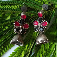 E0819_Premium Oxidized earring Studded with semi precious stones.