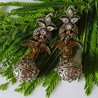 E0212_Premium Oxidized earring Studded with  American Diamond.