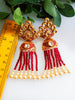 E0133_Classy crystal chain drop earring with delicate kundan work with a touch of pearls.