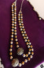 N0210_Exquisite German Silver Oxidized layered bead necklace with a over sized bead pendant with delicate art work.