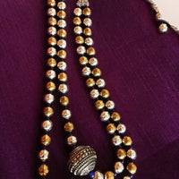 N0210_Exquisite German Silver Oxidized layered bead necklace with a over sized bead pendant with delicate art work.