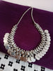 N0214_Classic German Silver Oxidized Coin necklace with shiny coins and delicate art work.
