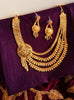N0307_Traditional style Gold plated side pendant Necklace with delicate work.