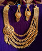 N0307_Traditional style Gold plated side pendant Necklace with delicate work.