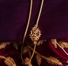 N0306_Elegan Gold plated side pendant Necklace with delicate work with a touch of dazzling stones.
