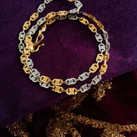 N0305_ Elegant dual tone neck chain with delicate design.