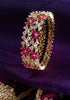 B0156_Elegant flower design studded with American Diamond stones.