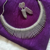 N01195_Elegant design American Diamond choker necklace studded with beautiful dazzling stones with delicate work.