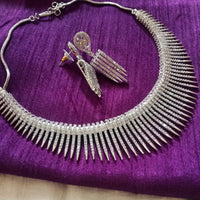 N01195_Elegant design American Diamond choker necklace studded with beautiful dazzling stones with delicate work.