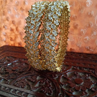 B014_Classy Style Gold Plated Bangles studded  with American Diamond stones.