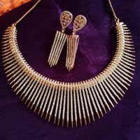 N01193_ Ravishing rose gold American Diamond engraved choker necklace with delicate craft work.