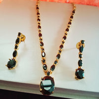 N0316_ Beguiling American Diamond engraved necklace with studded with beautiful stones.