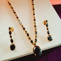 N0316_ Beguiling American Diamond engraved necklace with studded with beautiful stones.