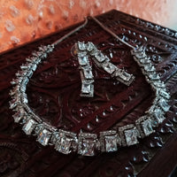 N0313_Claasy square design American Diamond engraved choker necklace with beautiful craft work.