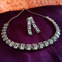 N0313_Claasy square design American Diamond engraved choker necklace with beautiful craft work.