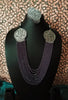 N0318_Ravishing layered dazzling plum colour crystal necklace with oxidized side pendants with delicate craft work.