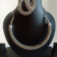 N0339_ Trendy oxidized metal base crafted necklace with delicate work with a touch of beads.