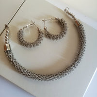 N0339_ Trendy oxidized metal base crafted necklace with delicate work with a touch of beads.