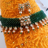 N064_Gorgeous Crystal Choker Necklace with delicate Kundan work embellished with pearls.