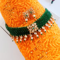 N064_Gorgeous Crystal Choker Necklace with delicate Kundan work embellished with pearls.