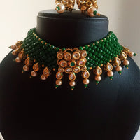 N064_Gorgeous Crystal Choker Necklace with delicate Kundan work embellished with pearls.