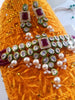 N060_Classy Layered Kundan Necklace studded with dazzling White and bright Square shaped Red stones with a touch of  pearls.