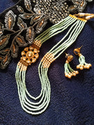 N08_Gorgeous baby blue colored crystal Necklace studded with semi precious stones.