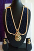 N0133_Gorgeous elaborated blue color Crystal  layered necklace set studded with kundan stones with a touch of pearls.