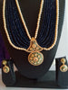 N0133_Gorgeous elaborated blue color Crystal  layered necklace set studded with kundan stones with a touch of pearls.