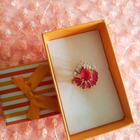 R037_Lovely American Diamond studded ring with a touch of pink stones.