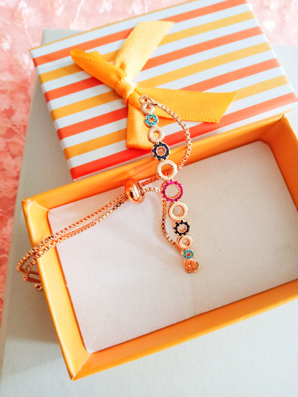 B0209_Stylish crafted bracelets with delicate multi color stone work.