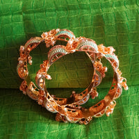 B0220_Gorgeous bangles with vibrant Meena work with a touch of semi precious stones and bead drops.