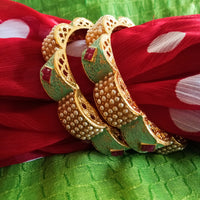 B0219_Gorgeous bangles with vibrant Meena work with a touch of semi precious stones with delicate craft work.