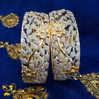 B0159_Gorgeous design silver crafted bangle studded with American Diamond stones.