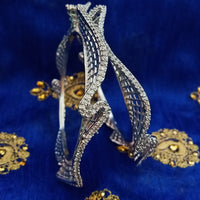 B0215_Elegant trendy designer bangles with delicate designs and unique patterns studded with american diamond stones.