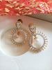 E0568_Premium American Diamond hoop earrings with a touch of pearl drop.