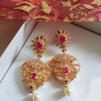 E0640_Gorgeous crafted danglers with a touch of American Diamond stones & pearl drops.
