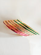 B0225_Gorgeous vibrant colorful gold plated set of bangles with beautiful stone work.