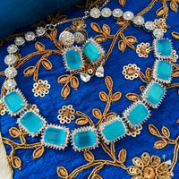 N0148_1 Classy crystal choker necklace set studded  with  American diamond stones.