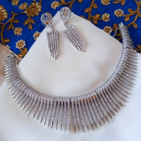 N01195_Elegant design American Diamond choker necklace studded with beautiful dazzling stones with delicate work.