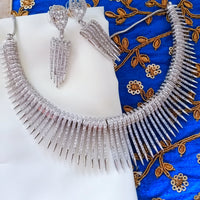 N01195_Elegant design American Diamond choker necklace studded with beautiful dazzling stones with delicate work.
