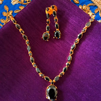 N0316_ Beguiling American Diamond engraved necklace with studded with beautiful stones.