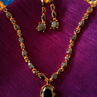 N0316_ Beguiling American Diamond engraved necklace with studded with beautiful stones.