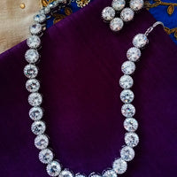 N0314_ Elegant American Diamond engraved choker necklace with beautiful craft work of circular shaped dazzling stones.