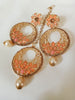 M016_Gorgeous chandhbali style earring & maang tika combo with delicate stone work with a touch of pearl drop.