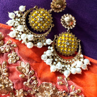 E0122_Gorgeous Meenakari earring with delicate Meenakari work  studded with stones and embellished with pearls